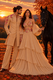 AARIV | Floral Embroidered Indo-Western Sherwani Set