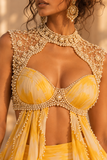 Zariya | Yellow Tie-Dye Dhoti & Pearl Embroidered Blouse Set