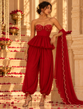 Ruby Royale | Embellished Peplum Dhoti Set