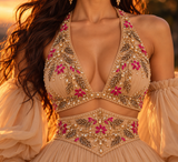 AARIVA | Floral Embroidered Ruffle Lehenga Set