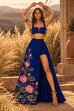Neel Kamal | Hand-Painted Lotus Indo-Western Lehenga Set