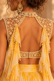 Zariya | Yellow Tie-Dye Dhoti & Pearl Embroidered Blouse Set