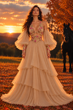 AARIVA | Floral Embroidered Ruffle Lehenga Set
