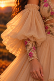 AARIVA | Floral Embroidered Ruffle Lehenga Set