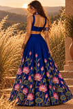 Neel Kamal | Hand-Painted Lotus Indo-Western Lehenga Set