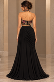 Noir Bloom – Floral Embroidered Bustier & Draped Skirt Set