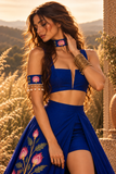 Neel Kamal | Hand-Painted Lotus Indo-Western Lehenga Set