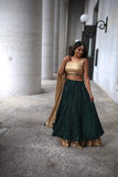 EMERALD MIRROR WORK LEHENGA